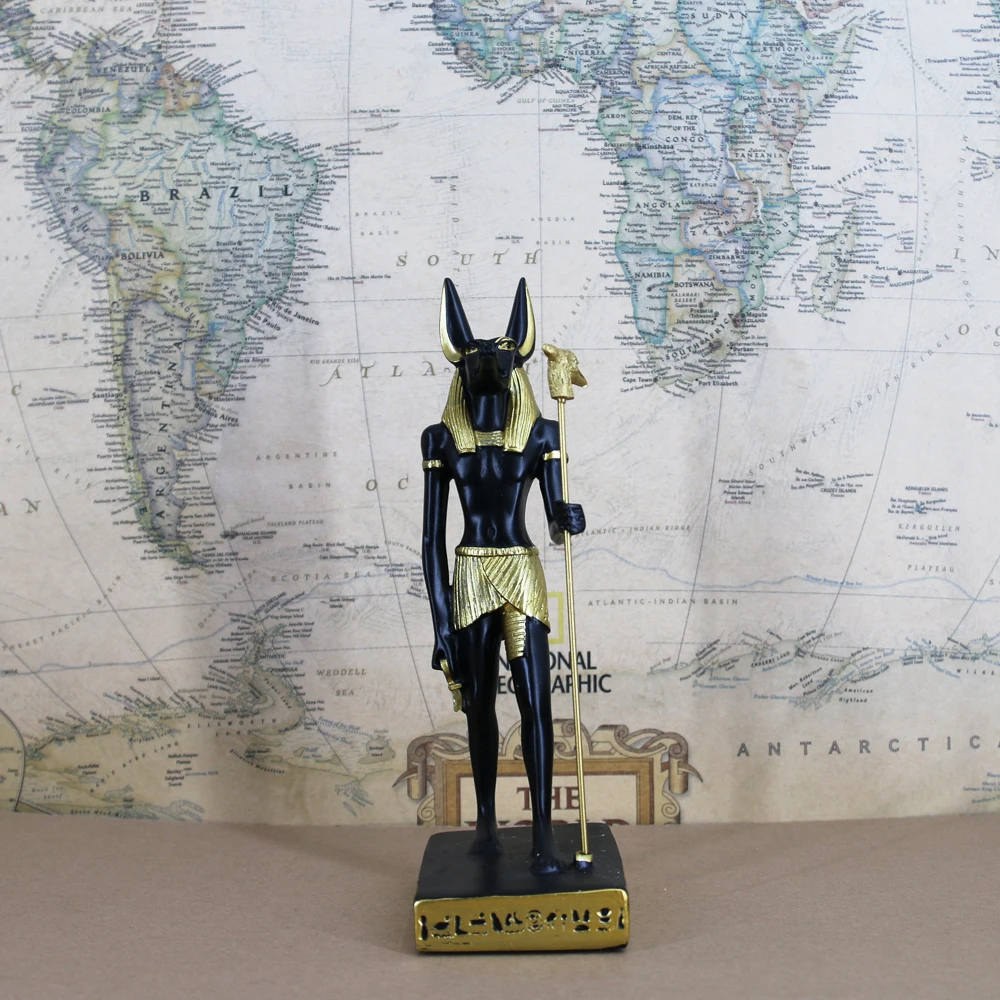 21cm New Version Egypt Myth Death Anubis Inpu Anpu Jackal Head Statue Desk Room Decor Collection