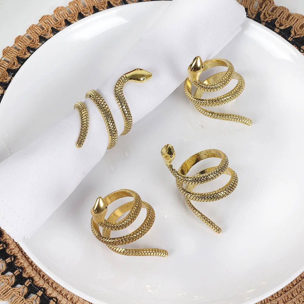 

4 шт. декоративные кольца для салфеток в виде змеи, уникальные художественные держатели для салфеток для обеденного стола, аксессуары для посуды, элегантный винтажный стиль