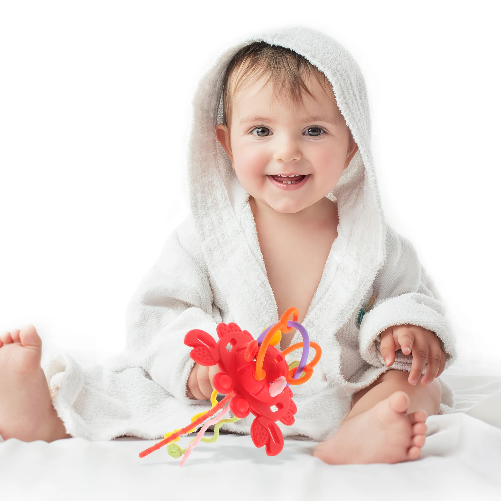 عضاضة حسية من السيليكون المرن للأطفال الصغار، مقابض حبال مزخرفة تحفز التنسيق #1