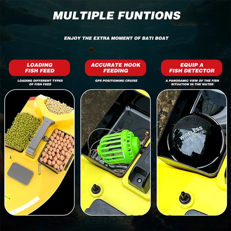 40GPS 500M Professional Remote Control Bait Boat 2KG 3Hopper Load LED Screen GPS  Auto Return Cruise Hight Speed RC Fishing Boat