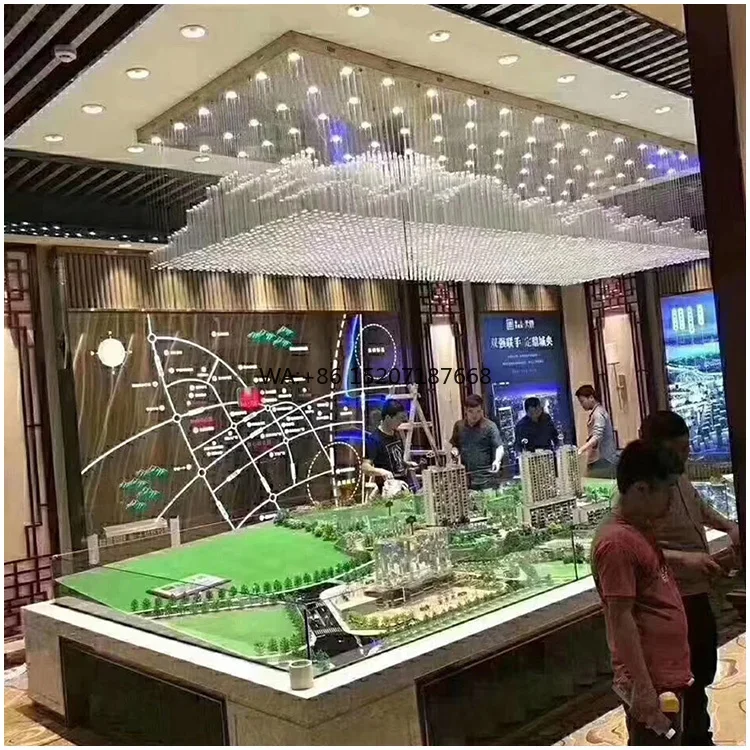 Custom-Made Large Rectangle Glass   Lamp for High Ceilings for Hotel Bar Restaurant Reception Hall Lighting