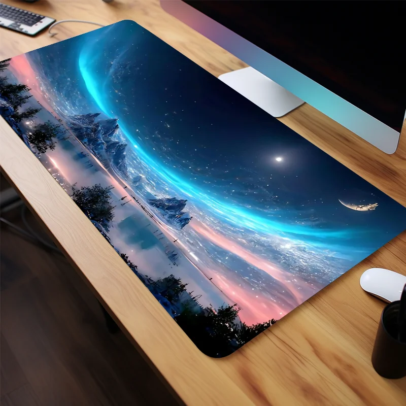 Blue Starry Sky Large Game Mouse Pad Computer HD Desk Mat Keyboard Pad Natural Rubber Non-Slip Mousepad Gift for Friends