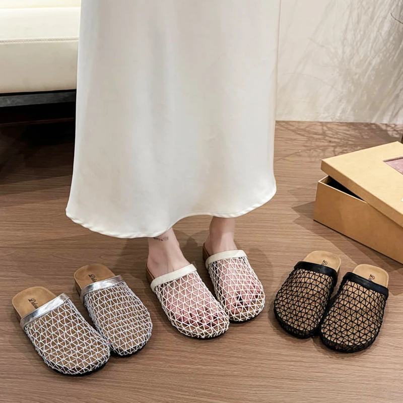 Women's Open-Toe Sandals Summer Outdoor Breathable Fishnet Shoes Beach Vacation Style Sandals Comfortable Ultra-Fiber Inner