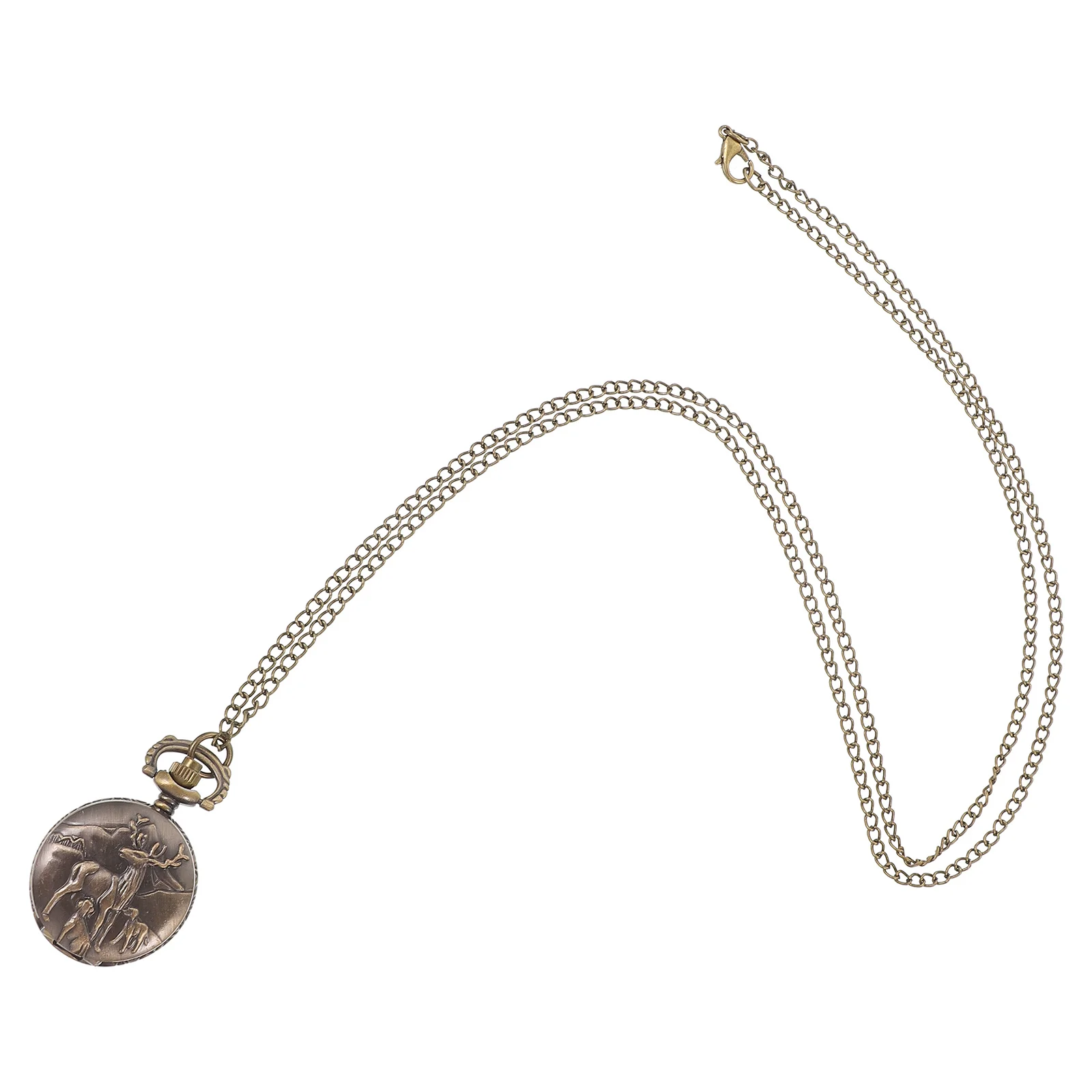 

1Pcs Retro Metal Pocket Watch Quartz Vintage Necklace Chain Deer Pattern Accurate Time Elegant Gift Pocket Watch
