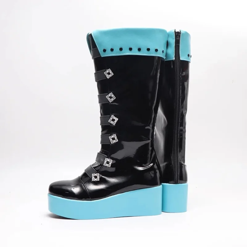 Rascal Miku Cosplay Shots Villains Role Play Faux Leather Boots Support Customized Based on Images