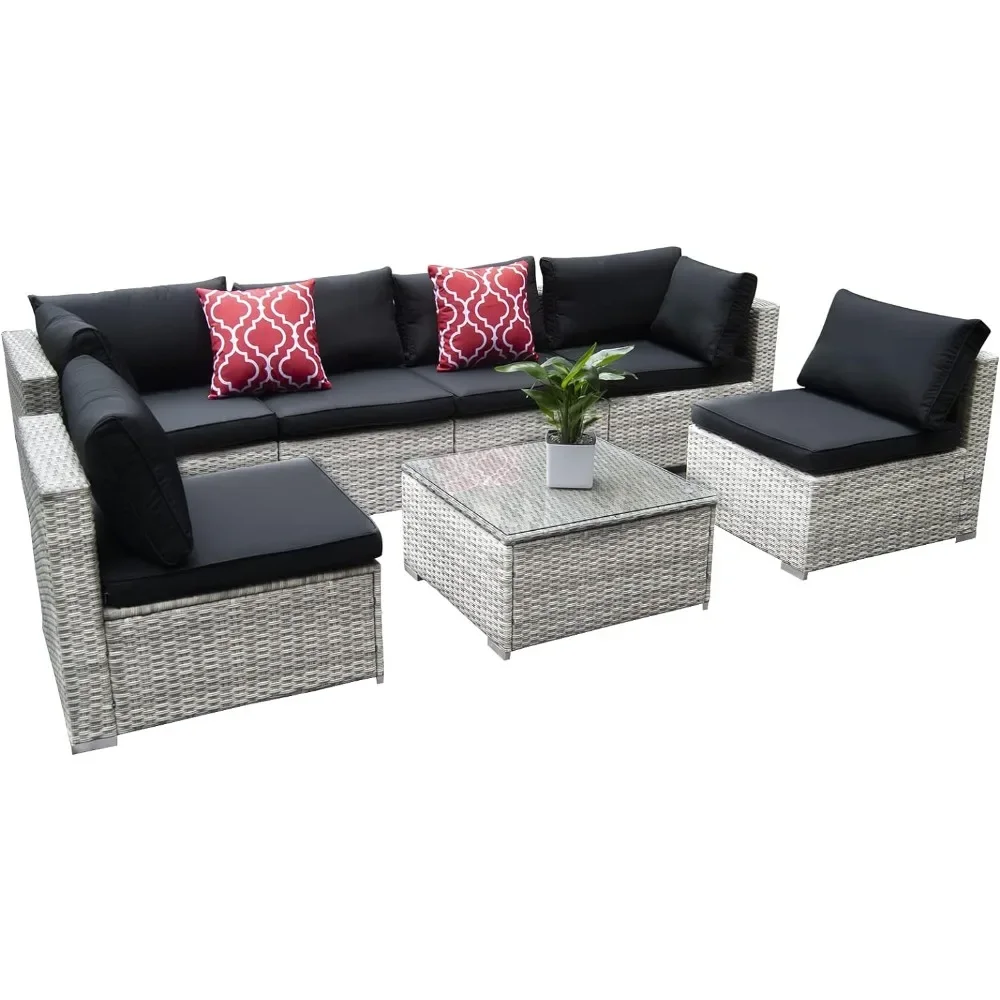 

Outdoor Sofa Sets, All Weather Wicker Set,Washable Seat Cushions Modern Glass Coffee Table, Outdoors Gardens Sofas Sets