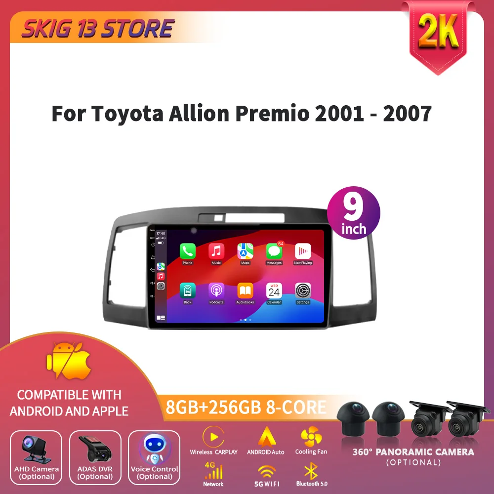 

Wireless Carplay For Toyota Allion Premio 2001 - 2007 Universal GPS Android 14 Car Radio Multimedia Video Player Navigation