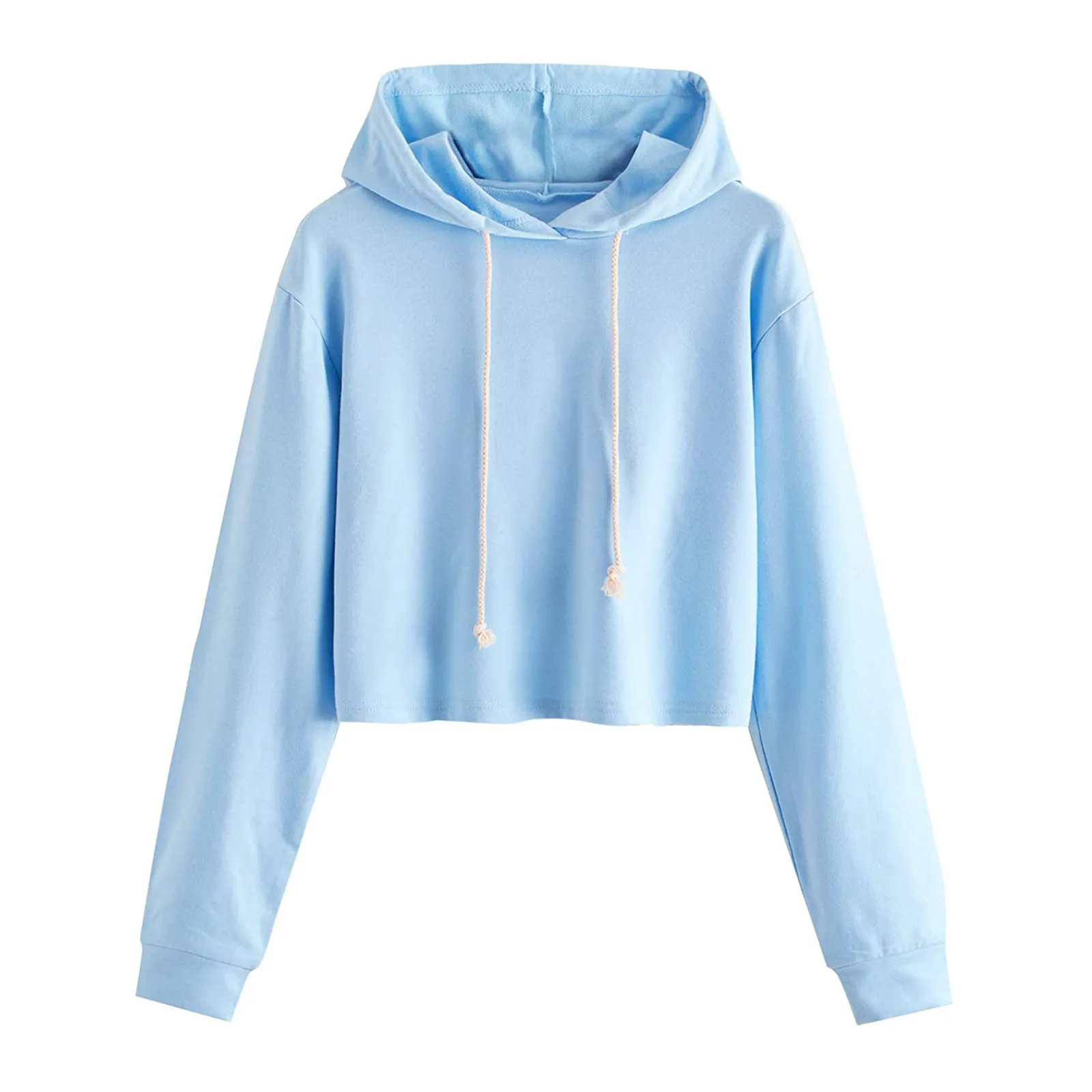 Women's Long Sleeve Sweatshirt 2024 Autumn Thin Pullover Sweatshirt Solid Colour Casual Versatile Short Hooded Sweatshirt