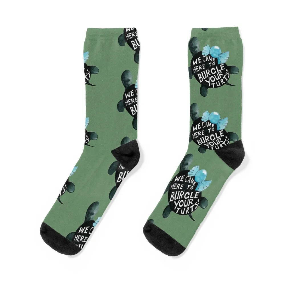 Black Turtle Burgles in Green Socks aesthetic crazy Run Designer Man Socks Women's