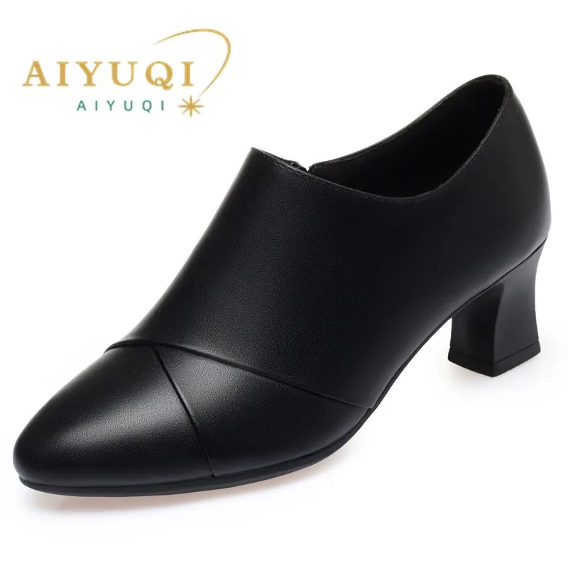 

Женские деловые туфли AIYUQI, весна 2026, новые, на среднем каблуке, для офиса, с острым носком, для повседневной носки