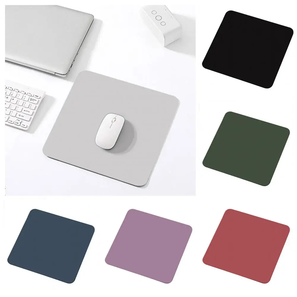Computer Mousepad Double-sided Square Small Waterproof Thickened Non-slip Faux Leather Solid Color Laptop Mouse Mat Computer Acc
