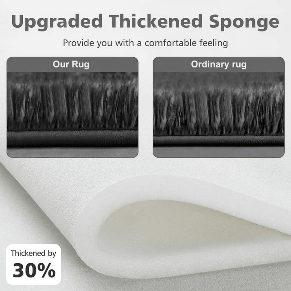 Burgundy Red Fluffy Shaggy Area Rug - Soft Non-Slip, Decorative for Living Room/Bedroom