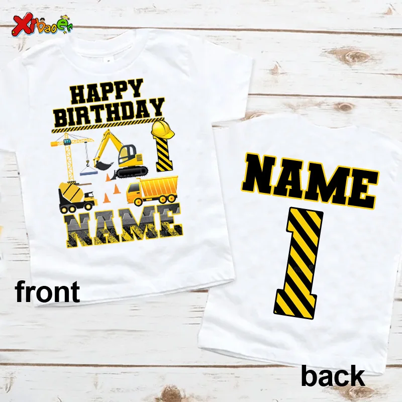 Construction Birthday Party T Shirt Personalized Toddler Boys Shirt Kids Dump Truck Birthday Shirt Custom Name Baby Tops Outfits