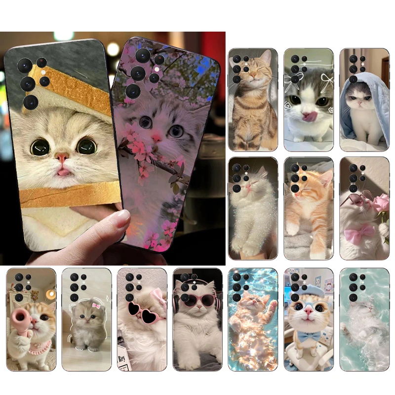 

Cute Baby Cat Funda Phone Case For Samsung Galaxy S25 S24 S23 S22 S21 Ultra S24 S23 S22 S21 S25 Plus S24 S20 FE
