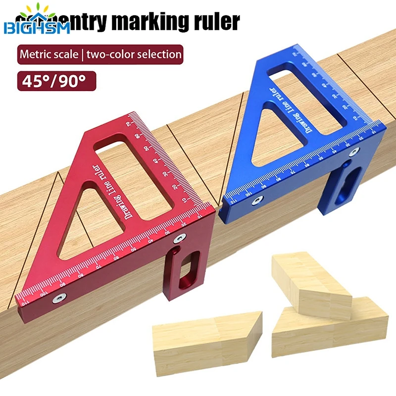 Falegname quadrato per la lavorazione del legno goniometro quadrato in alluminio mitra triangolo righello 3D Multi angolo 45/90 gradi Layout righello di misurazione