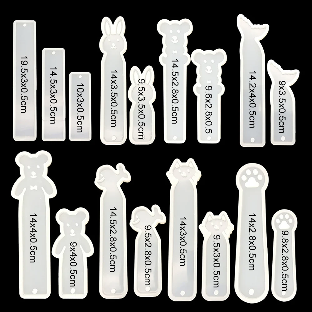 Silicone world Rectangle Silicone Bookmark Mold DIY Cute Animals Bookmark Mould Making Epoxy Resin Jewelry Craft Silicone Mold - Image 6