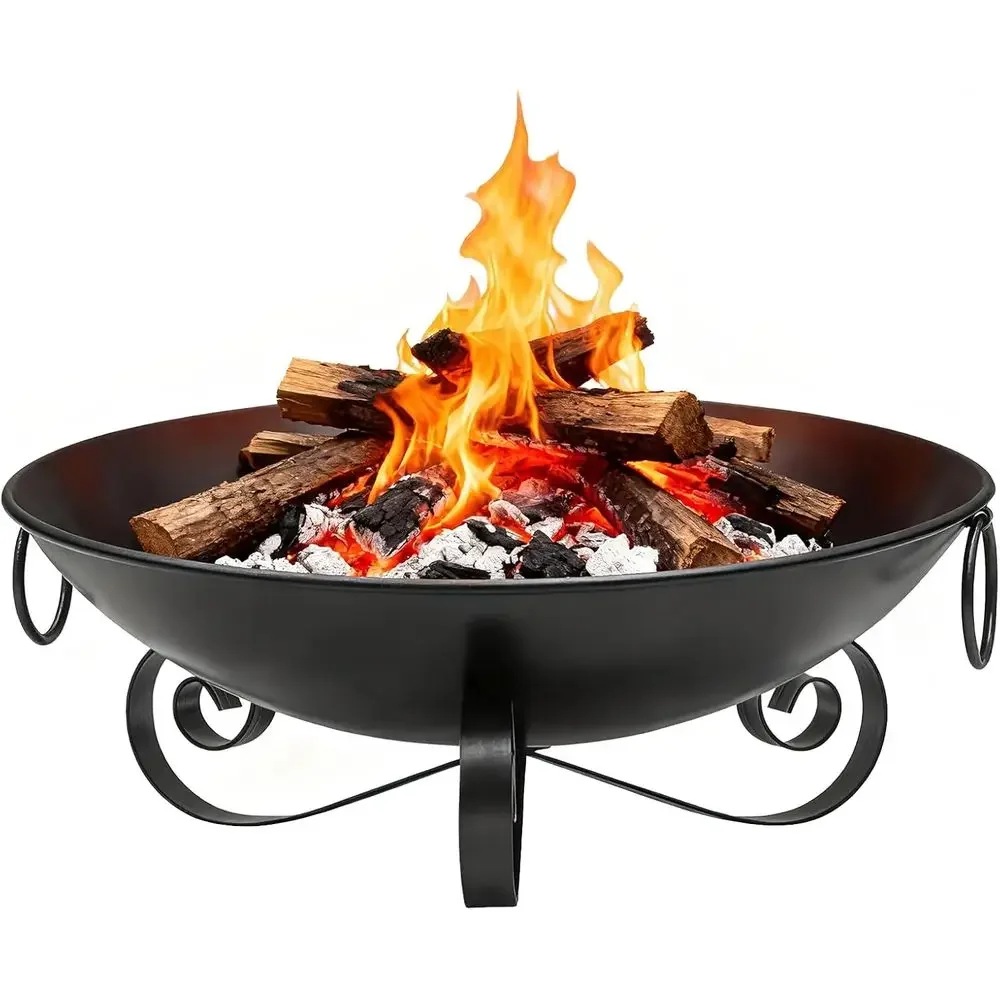 24-Inch Durable Metal Fire Bowl with High-Temp Paint, Portable for Outdoor & Garden Use