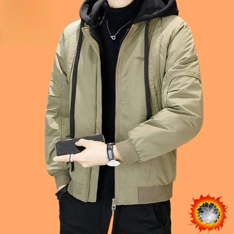 

White Du down Jaet Men's Thiened Winter Coat with Hood Sle ort Version Chinese National Stand 50 Fill Power