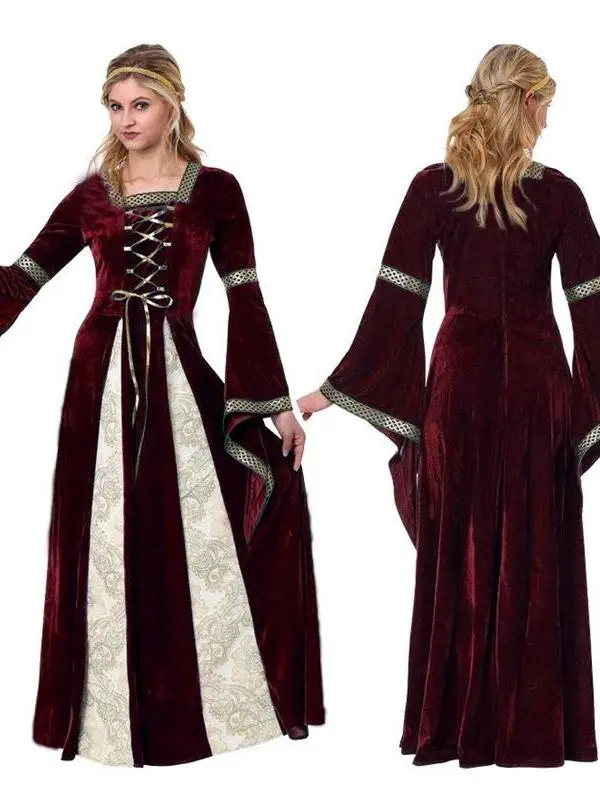 

Halloween Queen Princess Long Dress Cosplay Costume Elegant Female Attire for Stage Performances And Festive Occasions