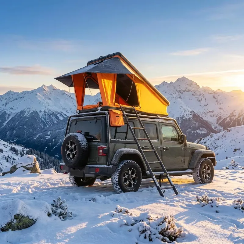 Aluminum Frame Roof Top Tent for Pickup Awning Waterproof Hard Shell Camping Mattress Ladder 2-3 Person Car SUV Four-Season