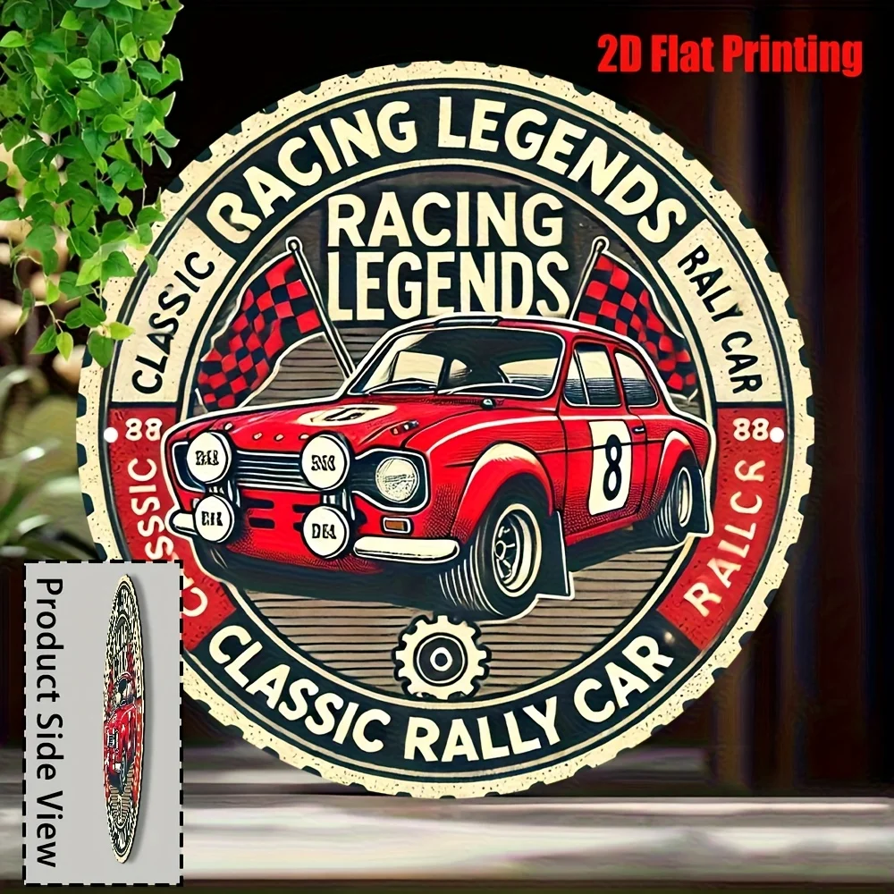 2D-Platzmodell, Einzelstück [2D-Platzmodell] Retro-Rennwagen Holzschild - klassische Rennsport-Legende Wanddekoration – Detail 4