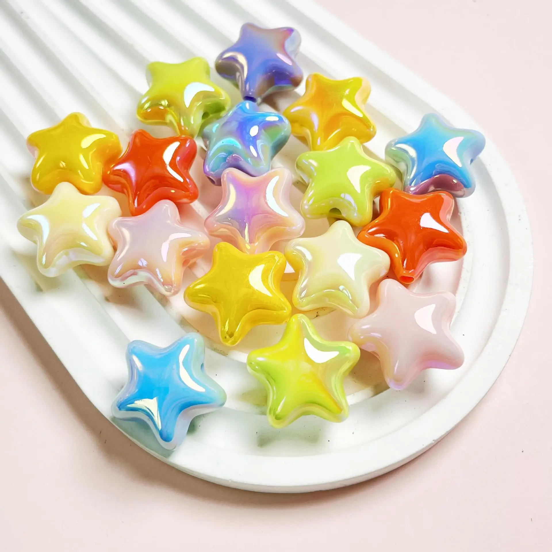 Trendy New 50pcs 22mm AB Colors Acrylic Jewelry Star Beads Ornament Accessory Material DIY Earring Necklace Beading