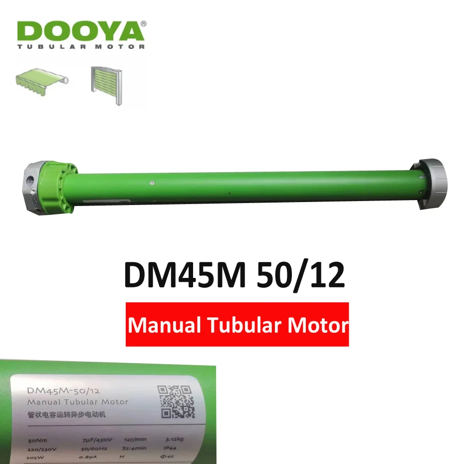 Dooya DM45M 50/12 Manual Tubular Motor for Motorized Rolling Shutter Door/Awning,Manual Control+Rf433 Control,for 80mm Tube