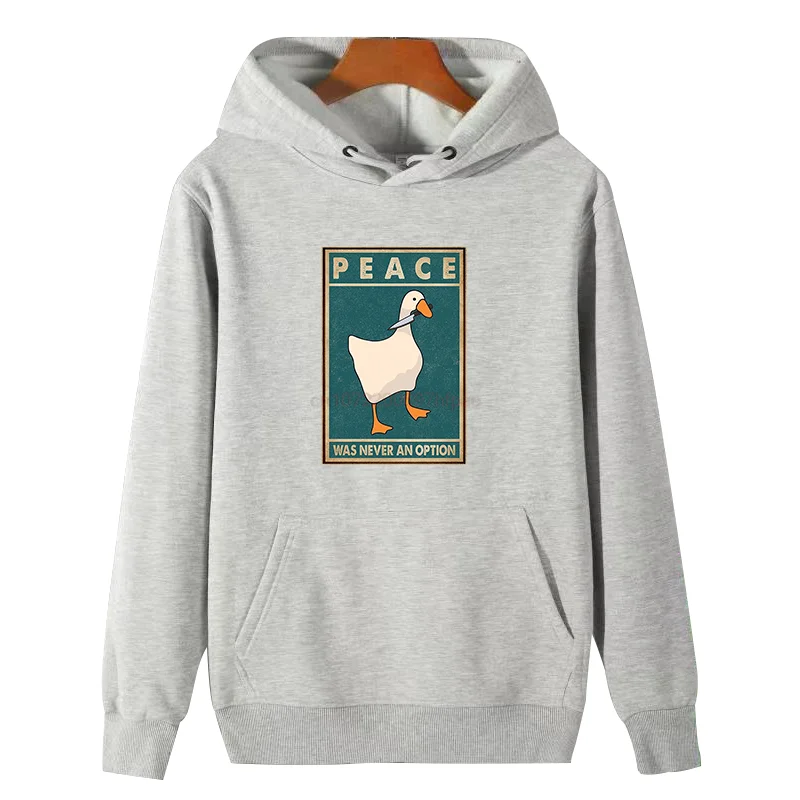 Goose Peace Was Never An Option Funny Graphic Hooded Sweatshirts Unisex Winter Essentials Hoodie Pullovers Thick Sweater Hoodie