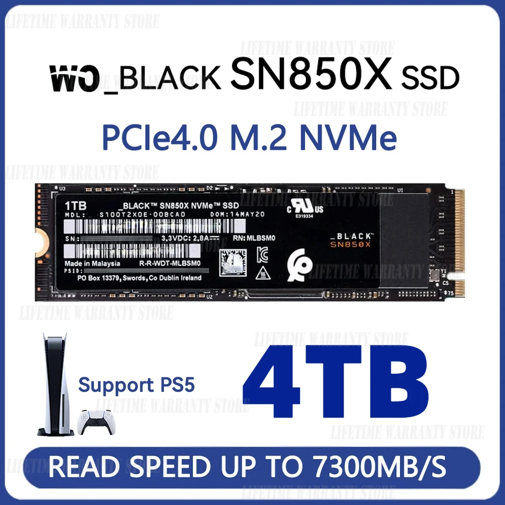 

Western Original SN850X 1TB 2TB 4T SSD NVMe Gen4 PCIe M.2 2280 PCIe 4.0X4 Drive Internal Solid State Disk for PS5 Desktop Laptop