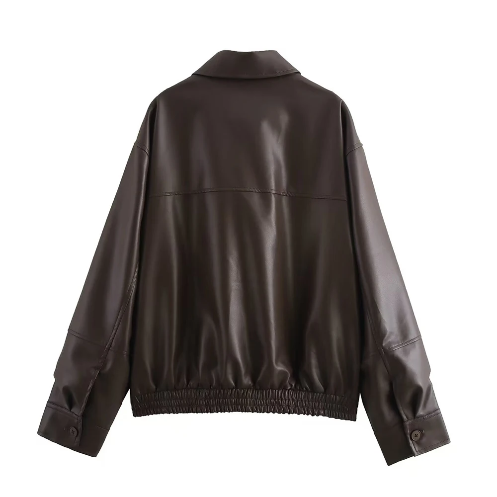 ファッションジャケット女性オートバイスタイルショートコート秋冬服女性長袖ルーズフィット Pu レザー生き抜く