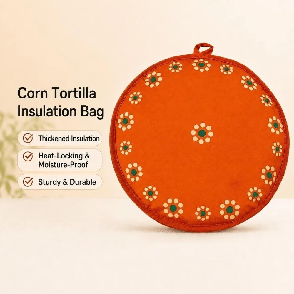 Heat Insulation Tortilla Warmer Pouch Round Shape Portable Tortilla Keeper Reusable Heat Resistant Insulated Bag Microwave
