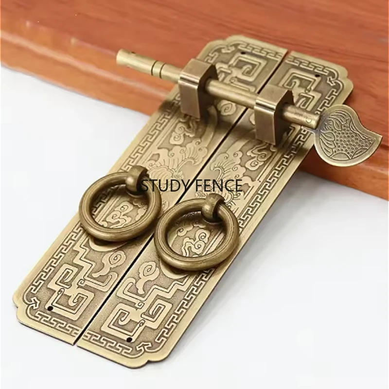 Chinese Antique Bookcase Handle Cabinet Door Wardrobe Cabinet Door Pure Copper Handle Antique Furniture Accessories