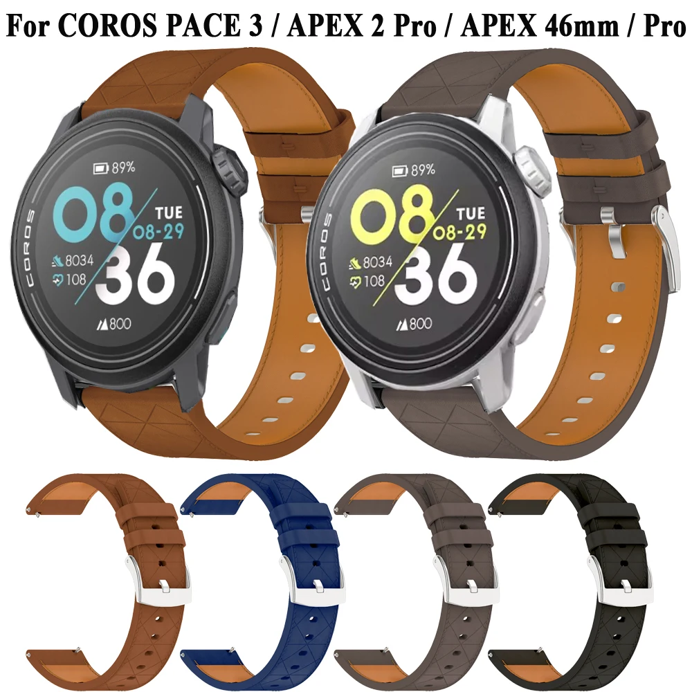 استبدال 22 مللي متر الرياضة حزام ل COROS PACE 3 معصمه سوار ل COROS APEX Pro 46 مللي متر/APEX 2 برو الجلود الاصطناعية حزام (استيك) ساعة