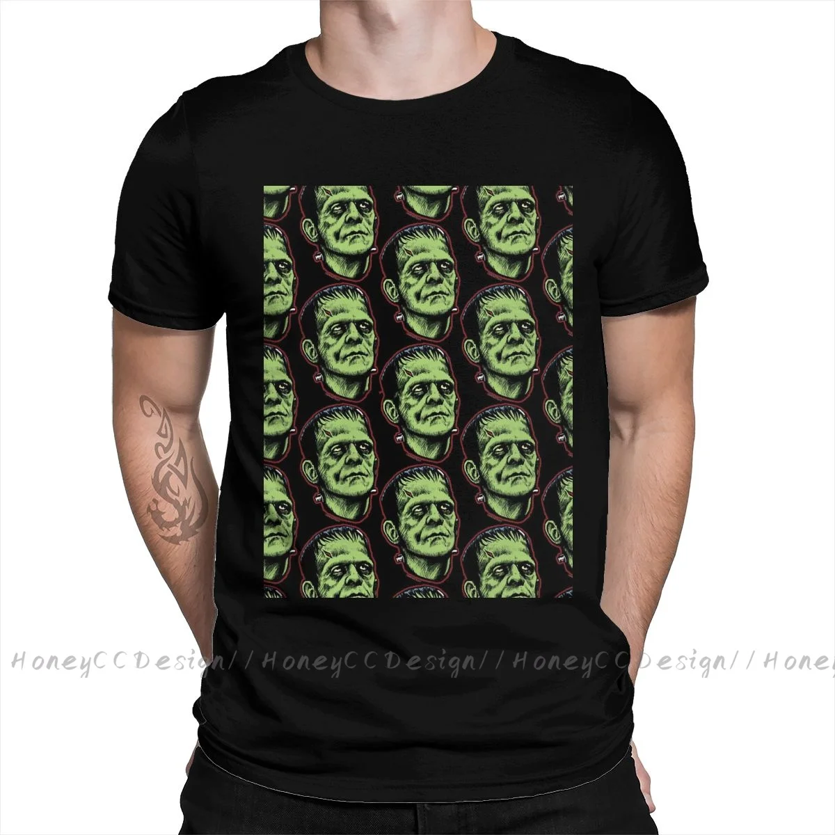 High Quality Men Frankenstein Black T-Shirt Bogus Frankie Pure Cotton Shirt Tees Harajuku TShirt