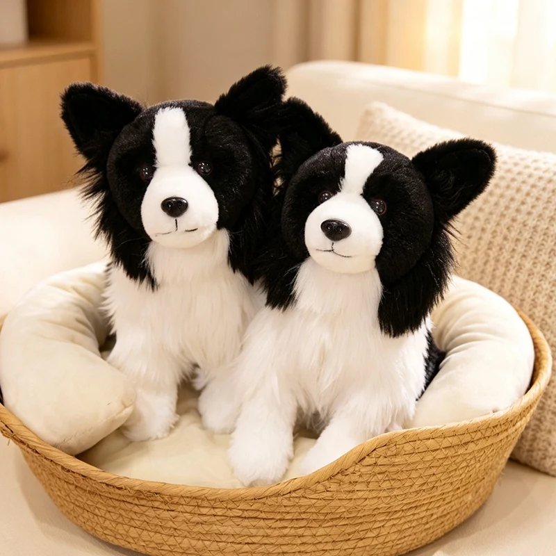 Simulation Border Collie Stuffed Lifelike Plush Toy Smart Dog Pet Comfort Doll Party Props Gifts