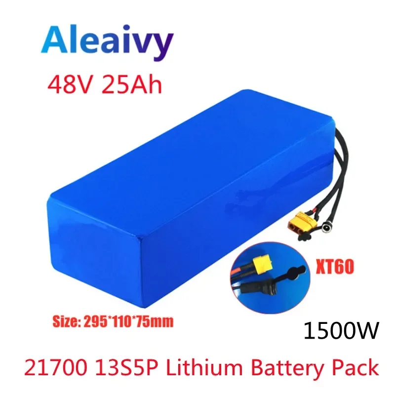 E-bike 48V Battery 25Ah 21700 25000mAh 13S5P Lithium Battery Pack 1500W Electric Bicycle Battery Built In 20A BMS With Charger