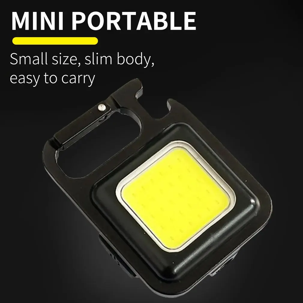 USB recarregável bolso portátil chaveiro, tocha de trabalho quente, mini luz LED, acampamento ao ar livre, luz pequena, abridor de garrafas, entrega rápida, 2024