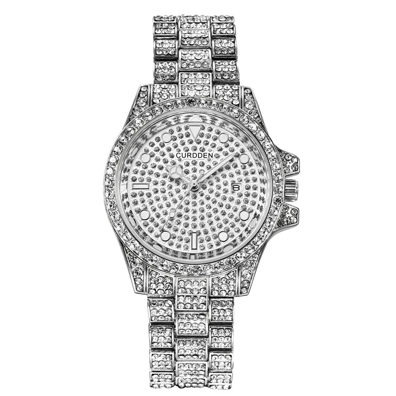 

Часы наручные мужские кварцевые в стиле хип-хоп, со стразами