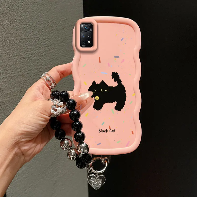 Cocok Untuk Redmi Note 11Pro 5G Casing Kucing dengan Lonceng Terbuat Dari Bahan Fleksibel Anti Gores Dan Tali Gantungan Modis