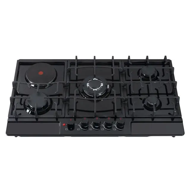 Tempered Glass 5 Burner Gas Cooker Stove  Black Gas Cook Tops Kitchen Stove