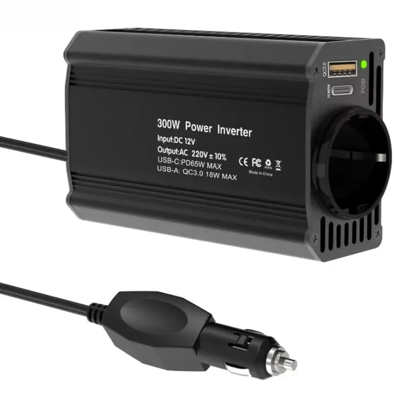 PD65W Fast Charging 300W Car Inverter 12v To 220v European Specification Car Conversion Power Supply USB QC3.0