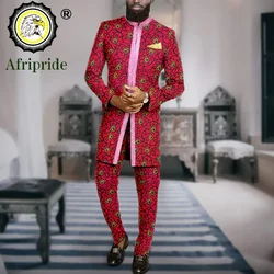 African Suits for Men Slim Fit Embroidery Print Blazer and Ankara Pants 2 Piece Set Formal Outfits Dashiki Jacket A2316065