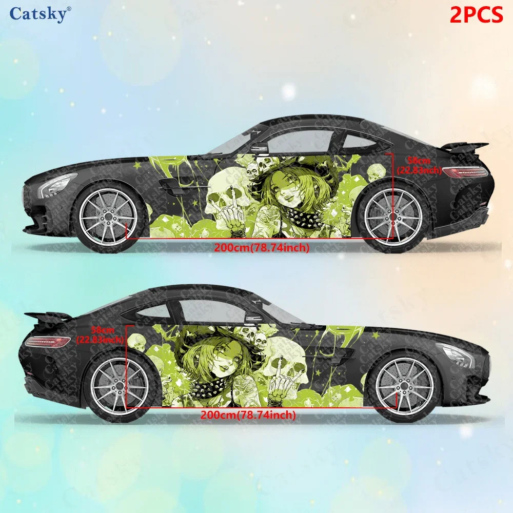 2pcs Sexy hot girl rivet skull splash sticker, suitable for cars and trucks, durable, fade-resistant, easy to install and remove