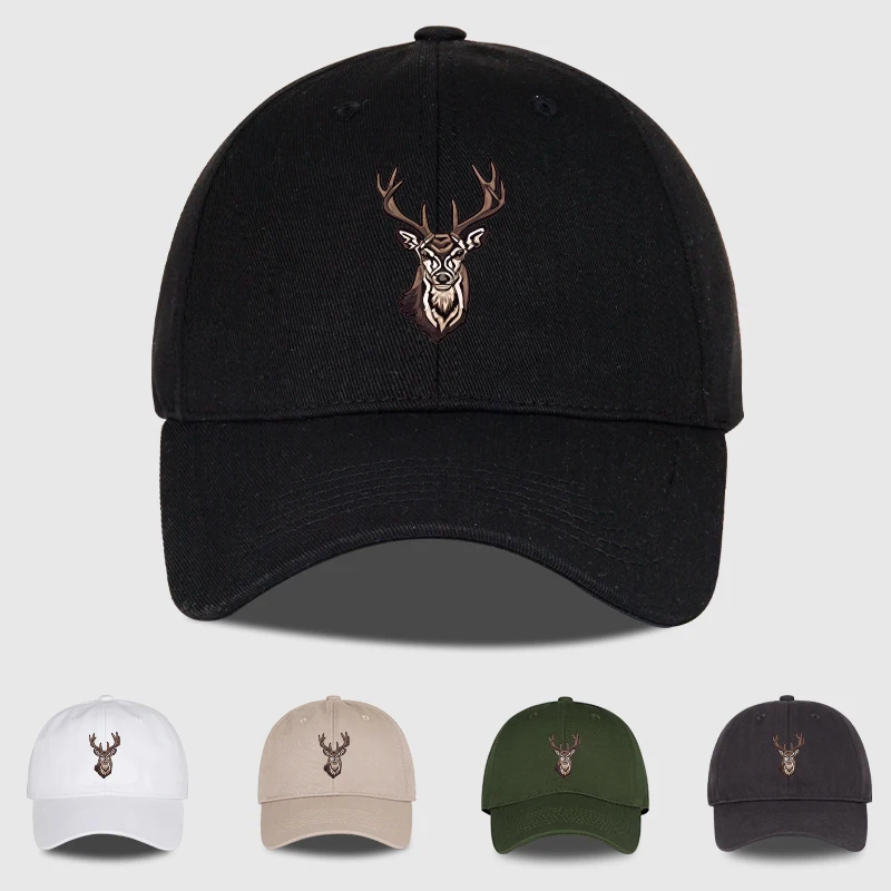 Deer Head Print Baseball Cap Soft, Comfortable, Lightweight, Breathable, Adjustable Retro Outdoor Style, Natural and Fashionable
