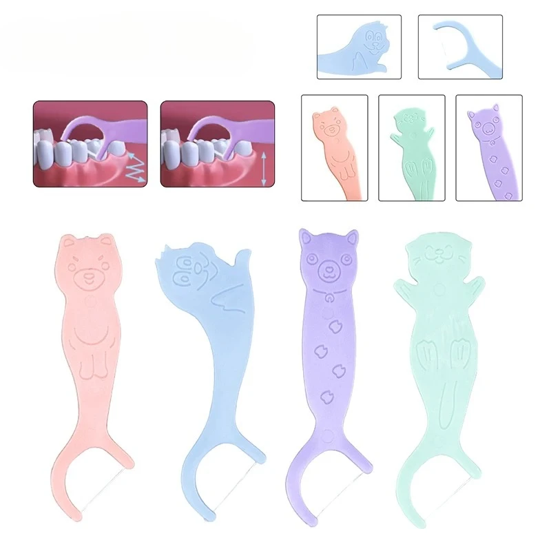

10x40pcs/pack Dental Cartoon Animal Shaped Dental Floss Sticks Children Oral Cavity Teeth Gap Cleaning Dental Supplie