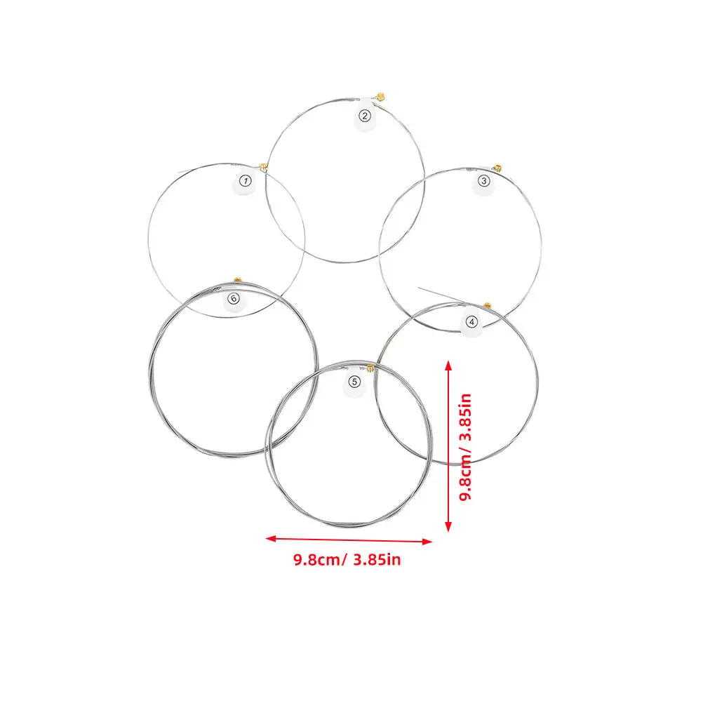 6Pcs Metal Guitar Strings for Acoustic and Folk Guitar Replacement Strings Precise Tension Testing Homogeneous Resonance