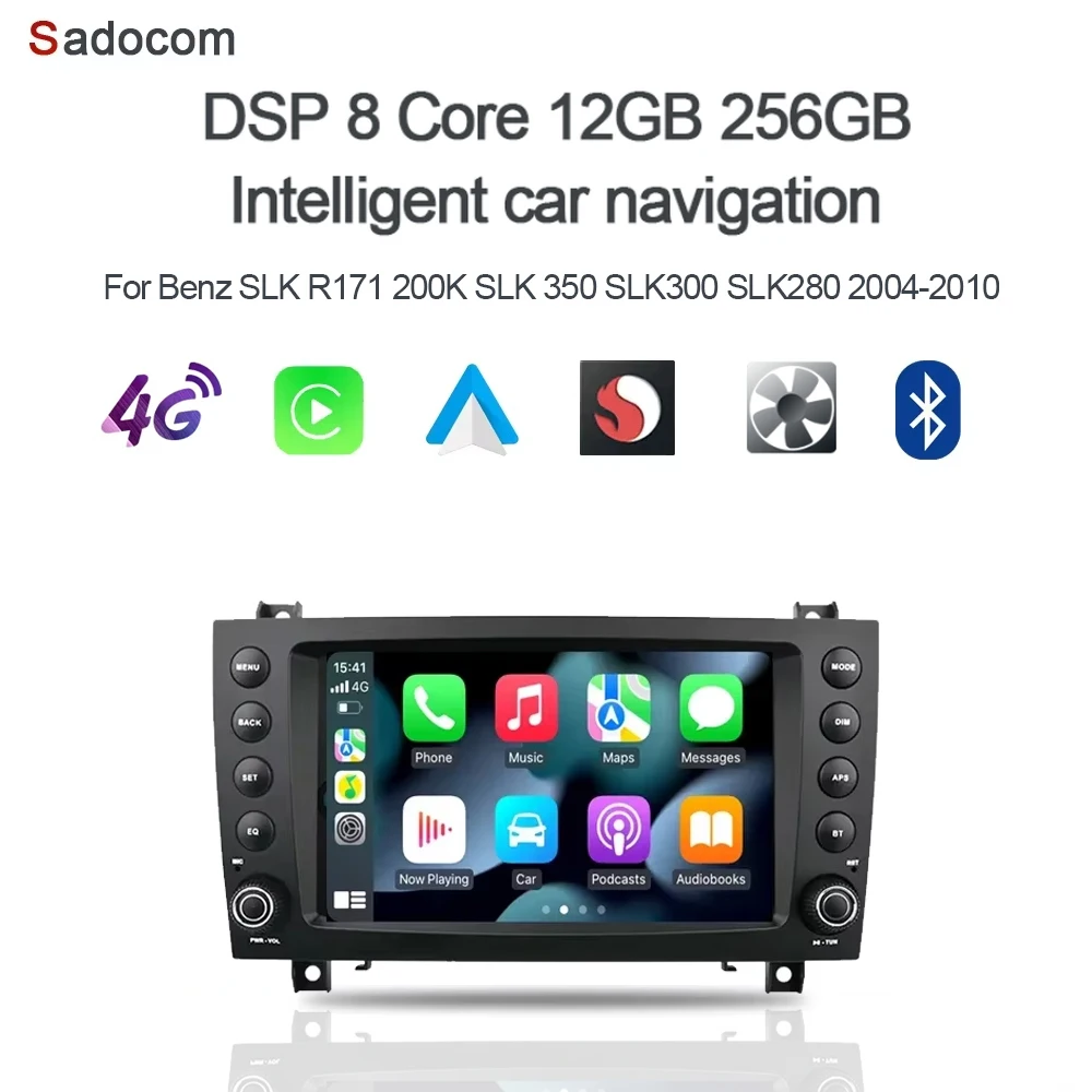 8' DSP Android 14.0 8 Core 8GB RAM 256GB Car Player GPS Radio Multimedia For Benz SLK R171 200K SLK 350 SLK300 SLK280 2004-2010