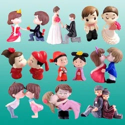 Chinese Wedding Lover Miniature Figurine Boy Girl Couple Model DIY Home Decor Fairy Garden Cake Decoration Accessories Modern