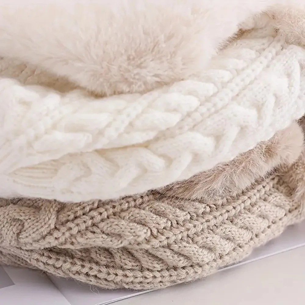 多用途ニット男性女性パイロット帽子ふわふわ防風フェイクファーレイフェン帽子韓国防寒耳保護キャップレディース