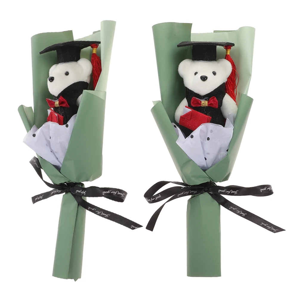 

2 Pcs Bouquet of Bears Indoor Space Decorations Graduation Flower Wedding Decorated for Soap